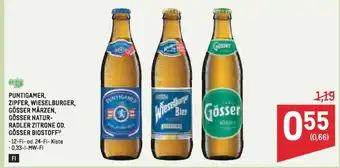 Puntigamer, zipfer, wieselburger, gösser märze gösser natur- radler zitrone od. gösser biostoff" n,