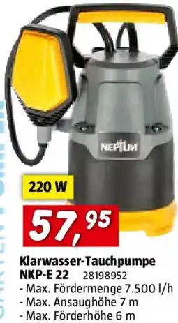 Bauhaus Neptun Klarwasser-Tauchpumpe NKP-E 22 Angebot