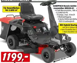 Bauhaus Scheppach IXES 20V Benzin-Aufsitzmäher MR200-61 Angebot