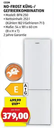 Hofer Ceem NoFrost Kühl-Gefrierkombination Angebot