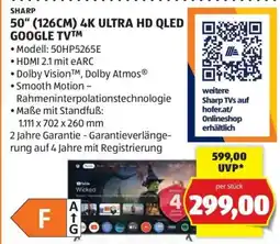 Hofer SHARP 50" (126CM) 4K ULTRA HD QLED Angebot