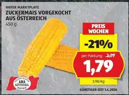 Hofer Zuckermais vorgekocht aus Österreich Angebot
