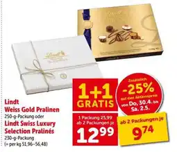 Interspar Lindt Weiss Gold Pralinen oder Lindt Swiss Luxury Selection Pralinés Angebot