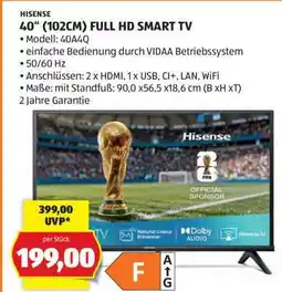 Hofer HISENSE 40“ (102CM) FULL HD SMART TV Angebot