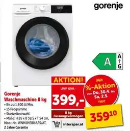 Interspar Gorenje Waschmaschine 8 kg Angebot