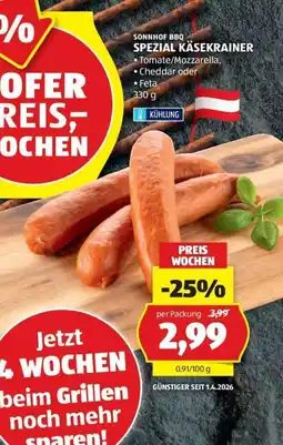 Hofer Sonnhof BBQ Spezial Käsekrainer Angebot