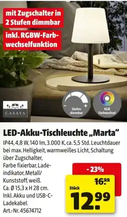 Hagebau Led-akku-tischleuchte marta Angebot