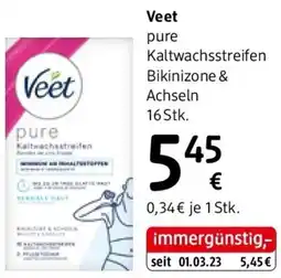 dm Veet pure Kaltwachsstreifen Bikinizone & Achseln Angebot