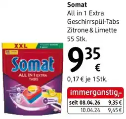 dm Somat All in 1 Extra Geschirrspül-Tabs Zitrone & Limette Angebot