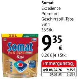 dm Somat Excellence Premium Geschirrspül-Tabs 5 in 1 Angebot