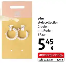 dm S-he stylecollection Creolen mit Perlen Angebot