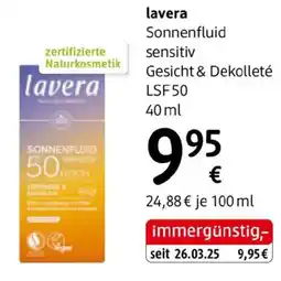 dm Lavera sonnenfluid sensitiv gesicht & dekolleté lsf50 Angebot