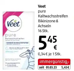 dm Veet pure Kaltwachsstreifen Bikinizone & Achseln Angebot