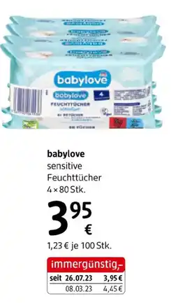 dm Babylove sensitive feuchttücher Angebot