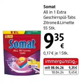 dm Somat All in 1 Extra Geschirrspül-Tabs Zitrone & Limette Angebot