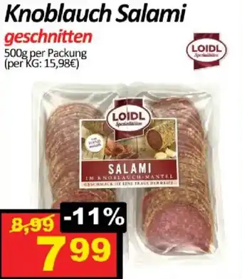 Knoblauch salami geschnitten