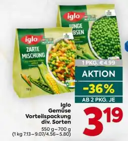 Billa Iglo Gemüse Vorteilspackung div. Sorten Angebot