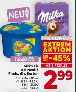 Billa Milka Eis od. Nestlé Pirulo div. Sorten Angebot