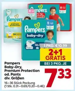 Billa Pampers Baby-Dry, Premium Protection od. Pants div. Größen Angebot