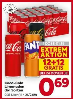 Billa Coca-Cola Limonaden div. Sorten Angebot