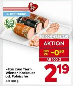 Billa Fair zum Tier! Wiener, Krakauer od. Polnische Angebot