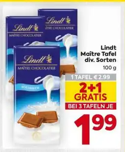 Billa Lindt Maître Tafel div. Sorten Angebot