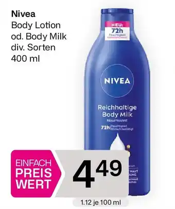 Bipa Nivea body milk Angebot
