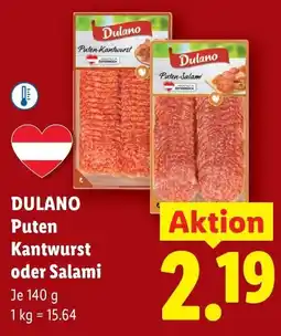 Lidl Dulano Puten Kantwurst oder Salami Angebot