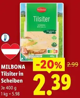 Lidl Milbona Tilsiter in Scheiben Angebot