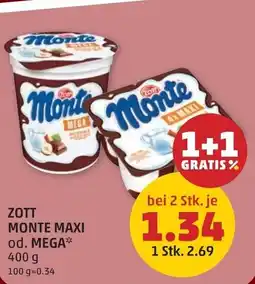 PENNY Zott monte maxi od. mega Angebot