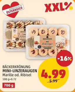 PENNY Bäckerkrönung mini-linzeraugen marille od. ribisel Angebot