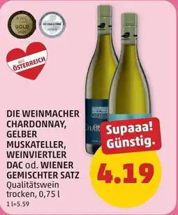 PENNY Die weinmacher chardonnay, gelber muskateller, weinviertler dac od. wiener gemischter satz Angebot