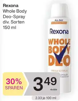 Bipa Rexona Whole Body Deo-Spray Angebot
