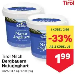 MPreis Tirol Milch Bergbauern Naturjoghurt Angebot