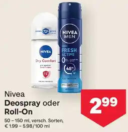 MPreis Nivea Deospray oder Roll-On Angebot
