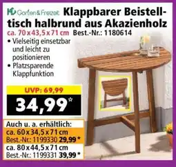 Norma Klappbarer Beistelltisch halbrund aus Akazienholz Angebot