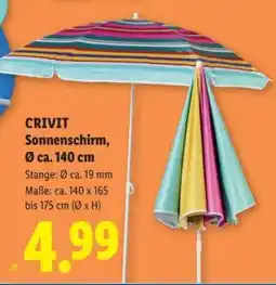 Lidl CRIVIT Sonnenschirm, Ø ca. 140 cm Angebot