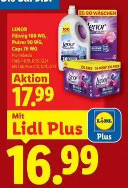 Lidl LENOR Flüssig 100 WG, Pulver 90 WG, Caps 76 WG Angebot