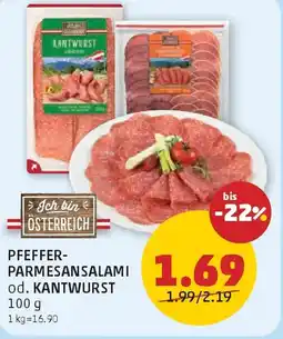 PENNY Pfeffer- parmesansalami od. kantwurst Angebot