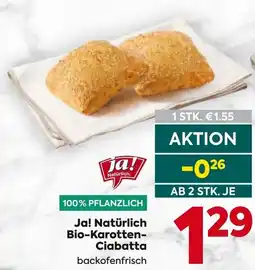 Billa Ja! natürlich bio-karotten- ciabatta Angebot