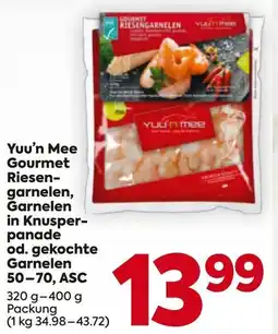 Billa Yuu'n mee gourmet riesen- garnelen, garnelen in knusper- panade od. gekochte garnelen Angebot