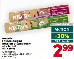 Billa Nescafé farmers origins nespresso-kompatible alu-kapseln Angebot