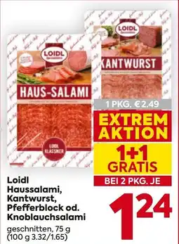 Billa Loidl haussalami, kantwurst, pfefferblock od. knoblauchsalami Angebot