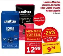 Interspar Lavazza maestro classico, ristretto oder crema e gusto kaffeekapseln Angebot