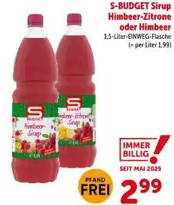 Interspar S-budget sirup himbeer-zitrone oder himbeer Angebot