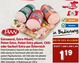 Interspar Extrawurst, extra-pikant, puten-extra, puten-extra pikant, chili- oder gurkerl-extra aus österreich Angebot