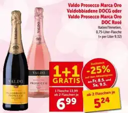 Interspar Valdo prosecco marca oro valdobbiadene docg oder valdo prosecco marca oro doc rosé Angebot
