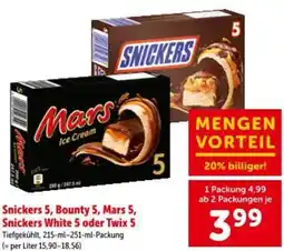 Interspar Snickers 5, bounty 5, mars 5, snickers white 5 oder twix 5 Angebot