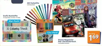 Action Grafix Buntstifte, BIC Farbstifte, Disney MegaColor Mal- und Stickerbuch Angebot
