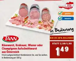 Interspar TANN Käsewurst, Krakauer, Wiener oder Champignon Aufschnittwurst Angebot